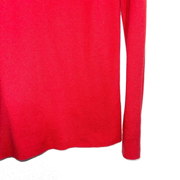 Banana Republic V-neck Sweater Bright Red Fitted Pullover Cozy Large Women’s - Picture 4 of 9